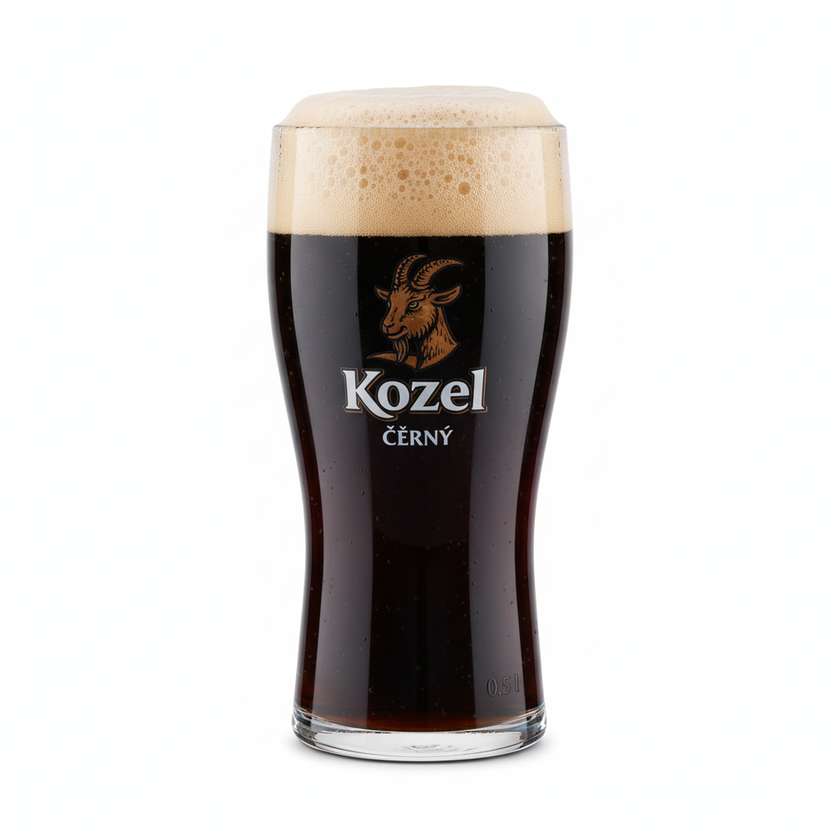 Kozel black beer, in glass