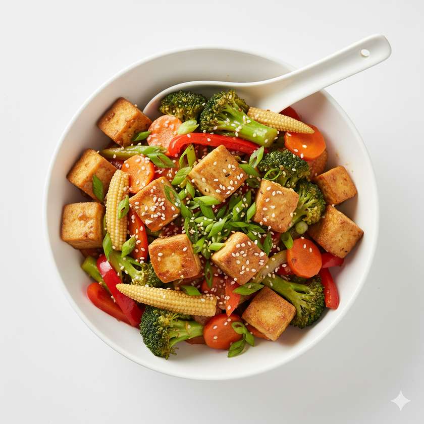 Tofu se zeleninou s rýží