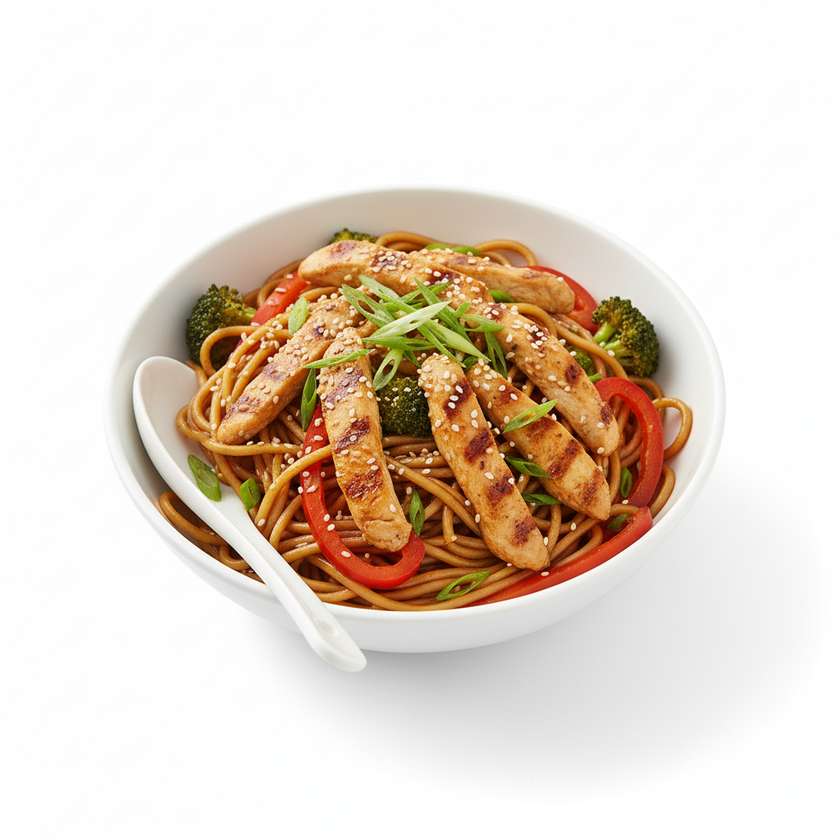 Smažené nudle s kuřecím masem