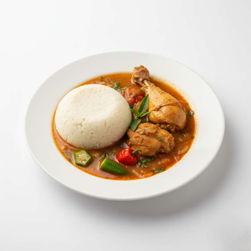 Fufu with Chicken Light Soup