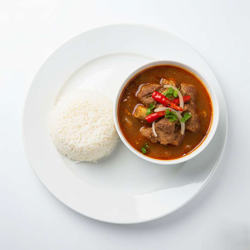 Plain Rice with Goat Light Soup