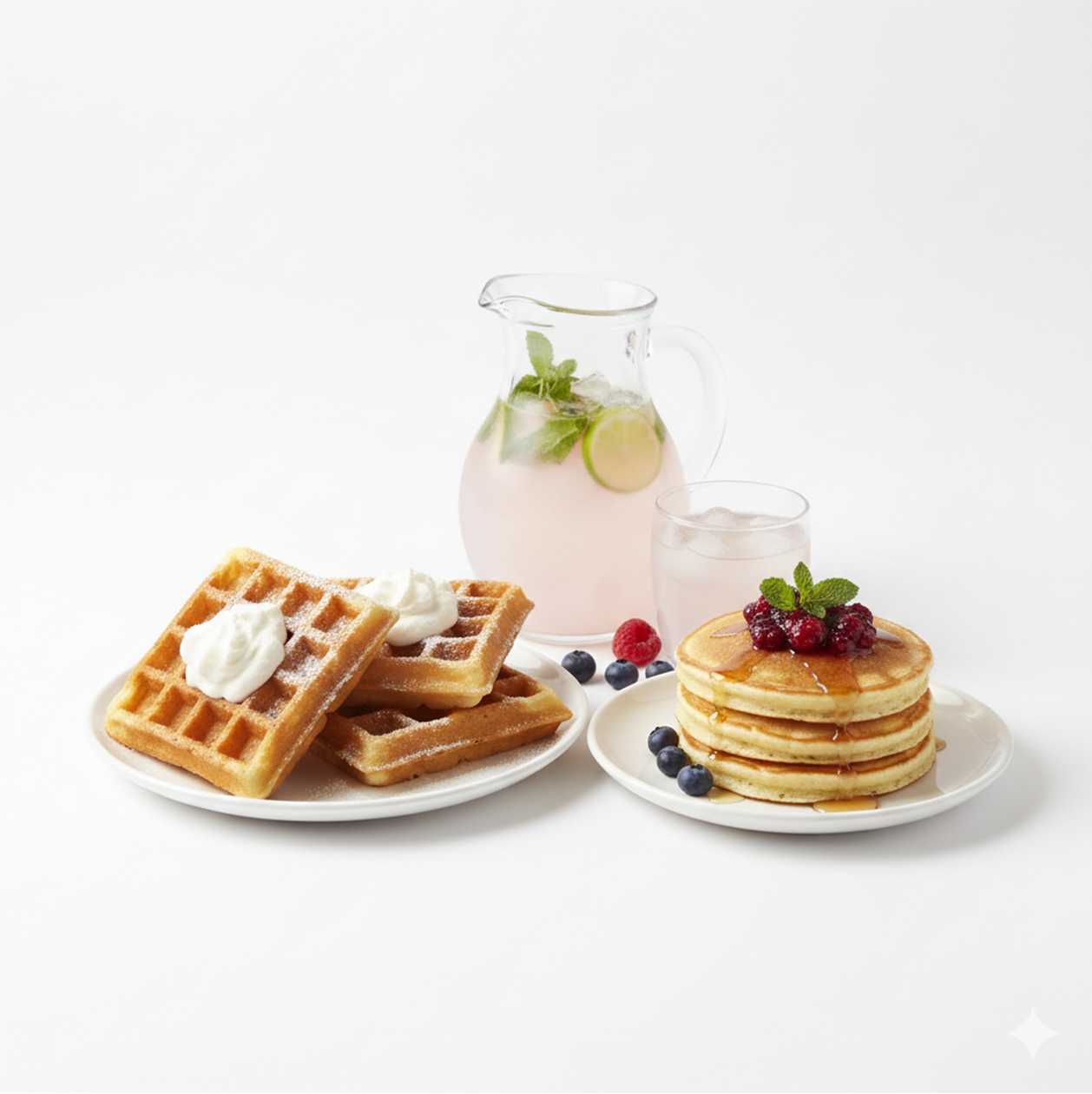 Waffles (4 Pieces) with Small Refresher