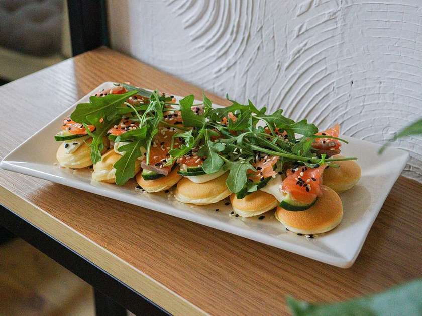 Mini Pancakes with Salmon