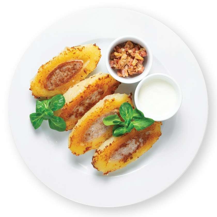 Fried potato dumplings with meat