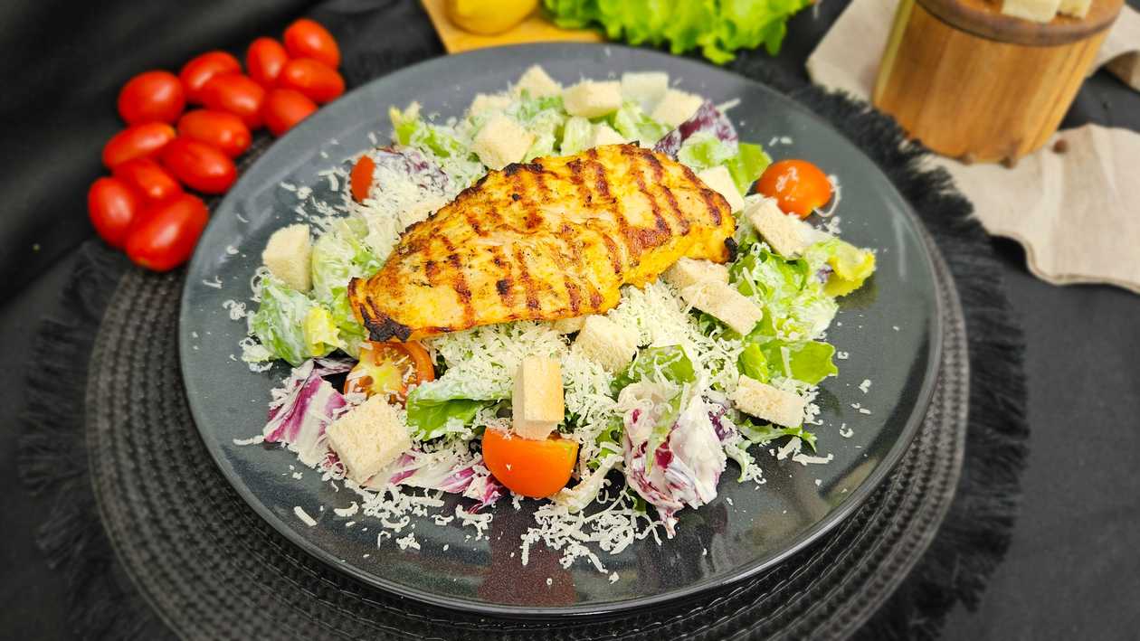 Caesar salad with chicken breast
