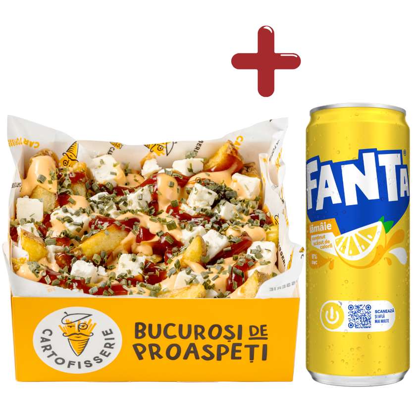 NOU! COMBO CARTOFEST Telemea Medium + Fanta Lemon doza