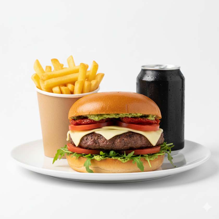 Italský chef burger + hranolky + nápoj dle výběru