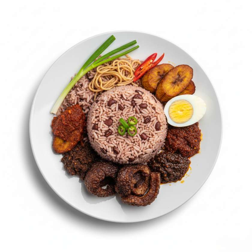 Waakye with Wele and Egg