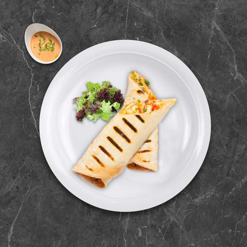 Tortilla with tikka masala chicken