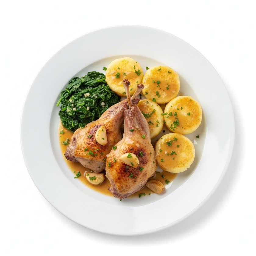 Hovězí svíčková na smetaně, houskový knedlík, brusinky, citron