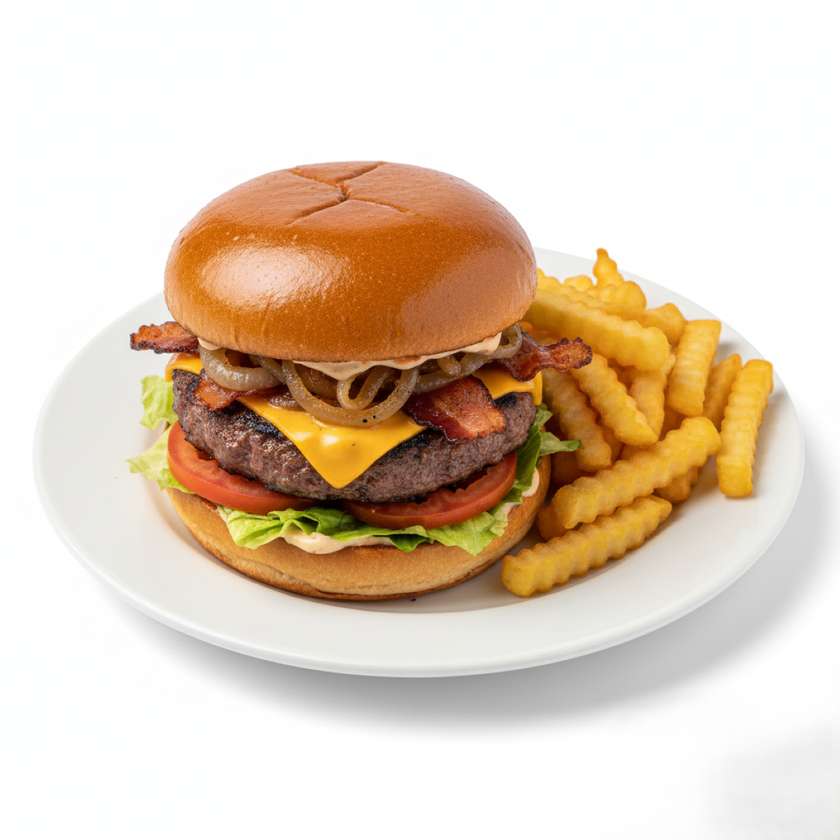 Burger „Bindjužnik” friteeritud kartulisektoritega