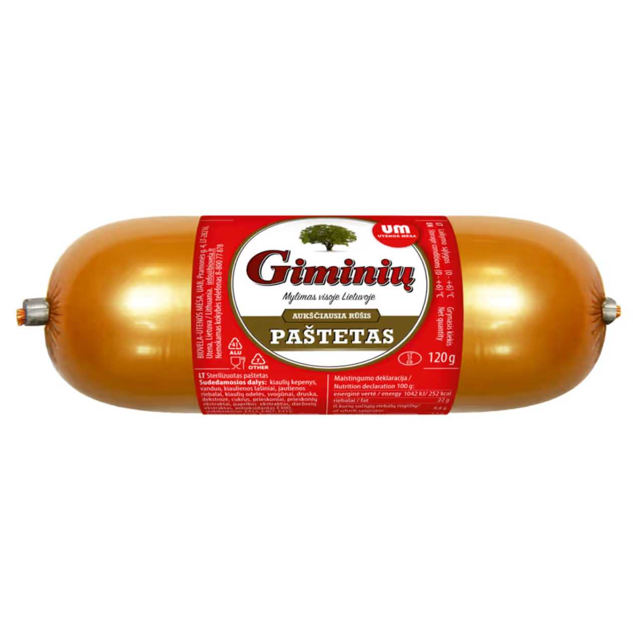 Sterilized GIMINIŲ Pâté (a. r.), 120g (expires soon)