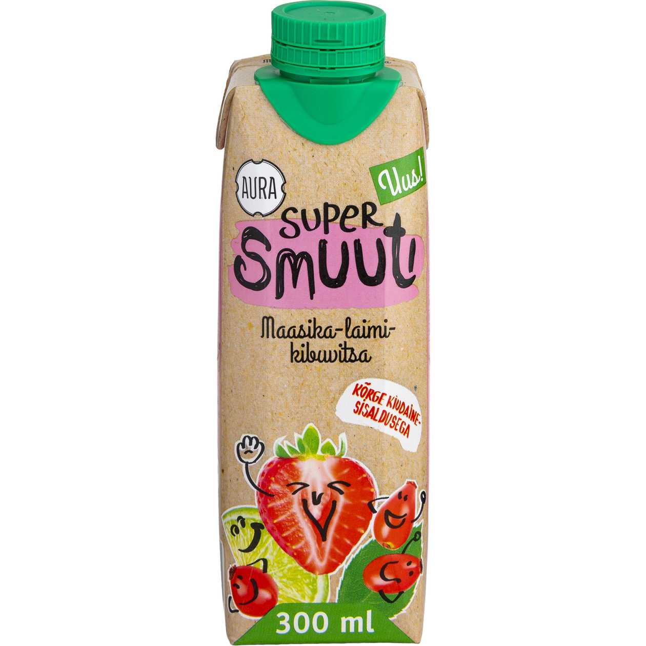 Aura, supersmuuti maasika-laimi-kibuvitsa, 0,3l (aegub peagi)