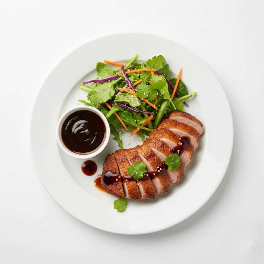 Crispy duck with salad and sauce