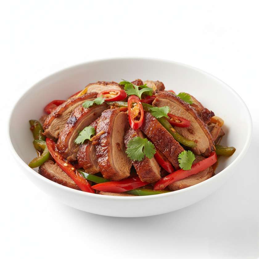 Chilli duck with bell pepper, spicy