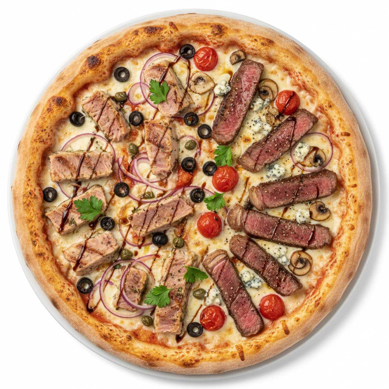 Large Tuna & Beef Steak Pizza
