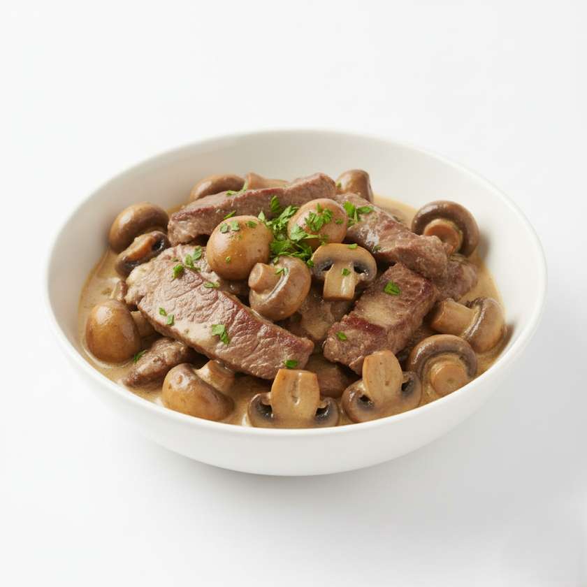 Beef with champignons