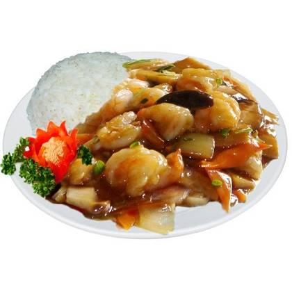 41. Krevety s Bambusem a Houbami s Rýží