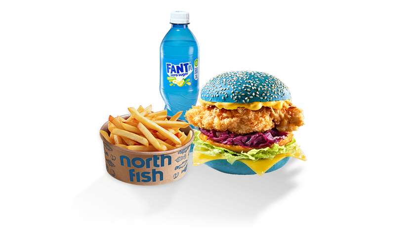 BLU Burger Meal with Fanta Shokata