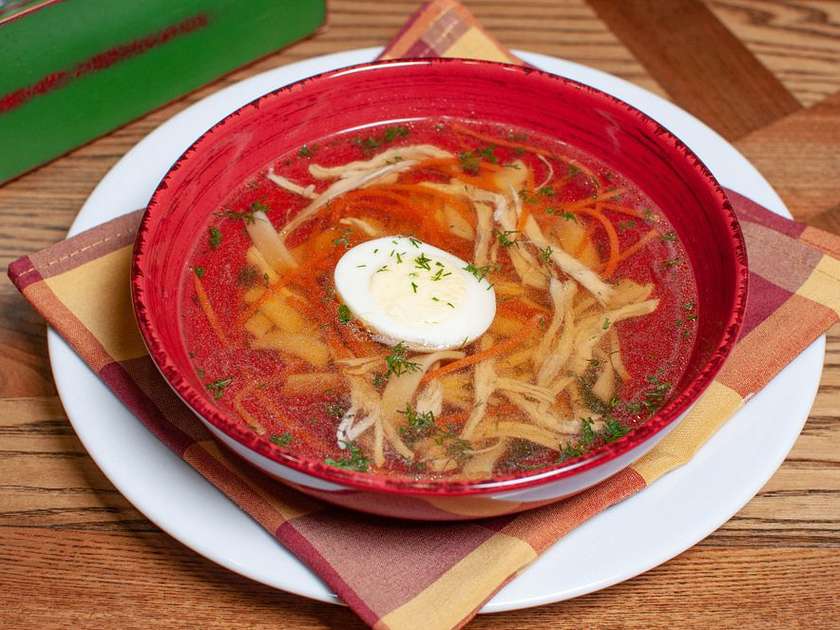 Chicken broth with homemade pasta