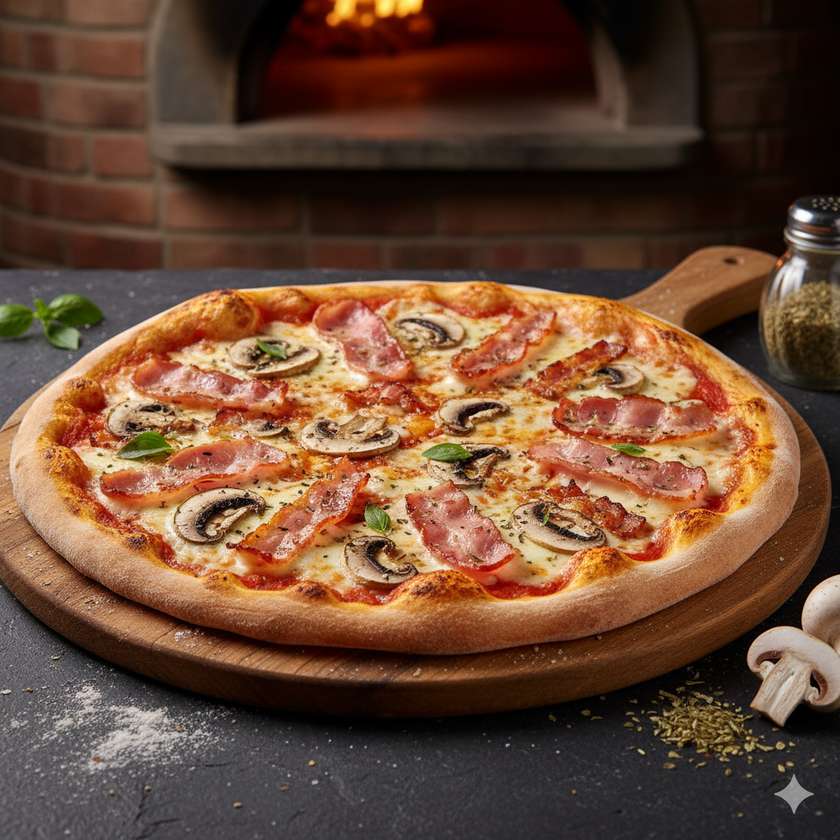 Ham, bacon & mushrooms