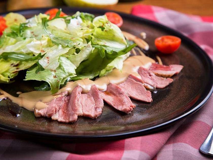 Warm Salad with Duck Breast in Truffle Sauce
