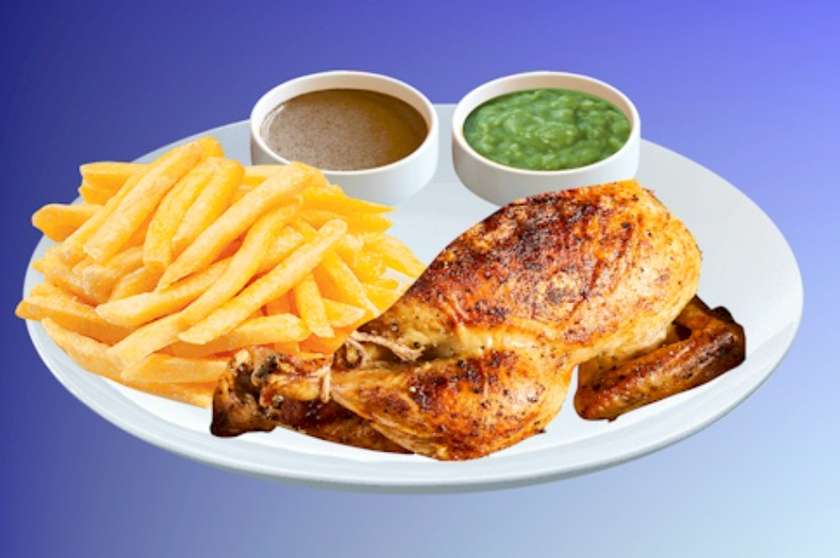 Half possin Chicken served with chips