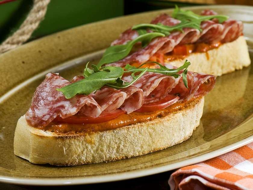 Bruschetta with Salami and Romanesco Sauce