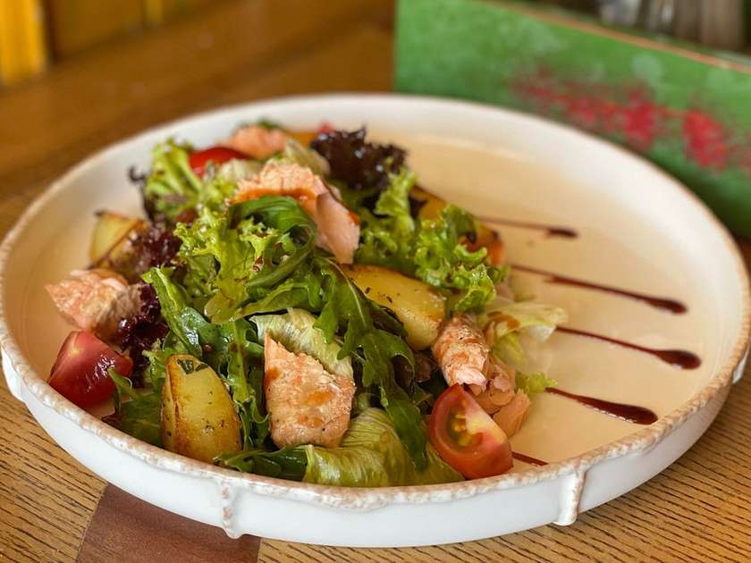 Salad with House Smoked Salmon and Antipasti