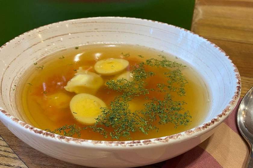 Chicken Broth with Mini Ravioli