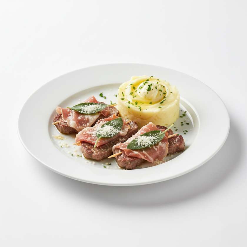 Saltimbocca alla romana con puré di patate