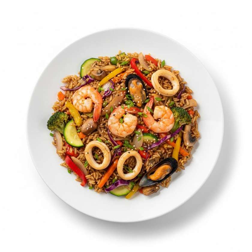 Wok rice with sea food