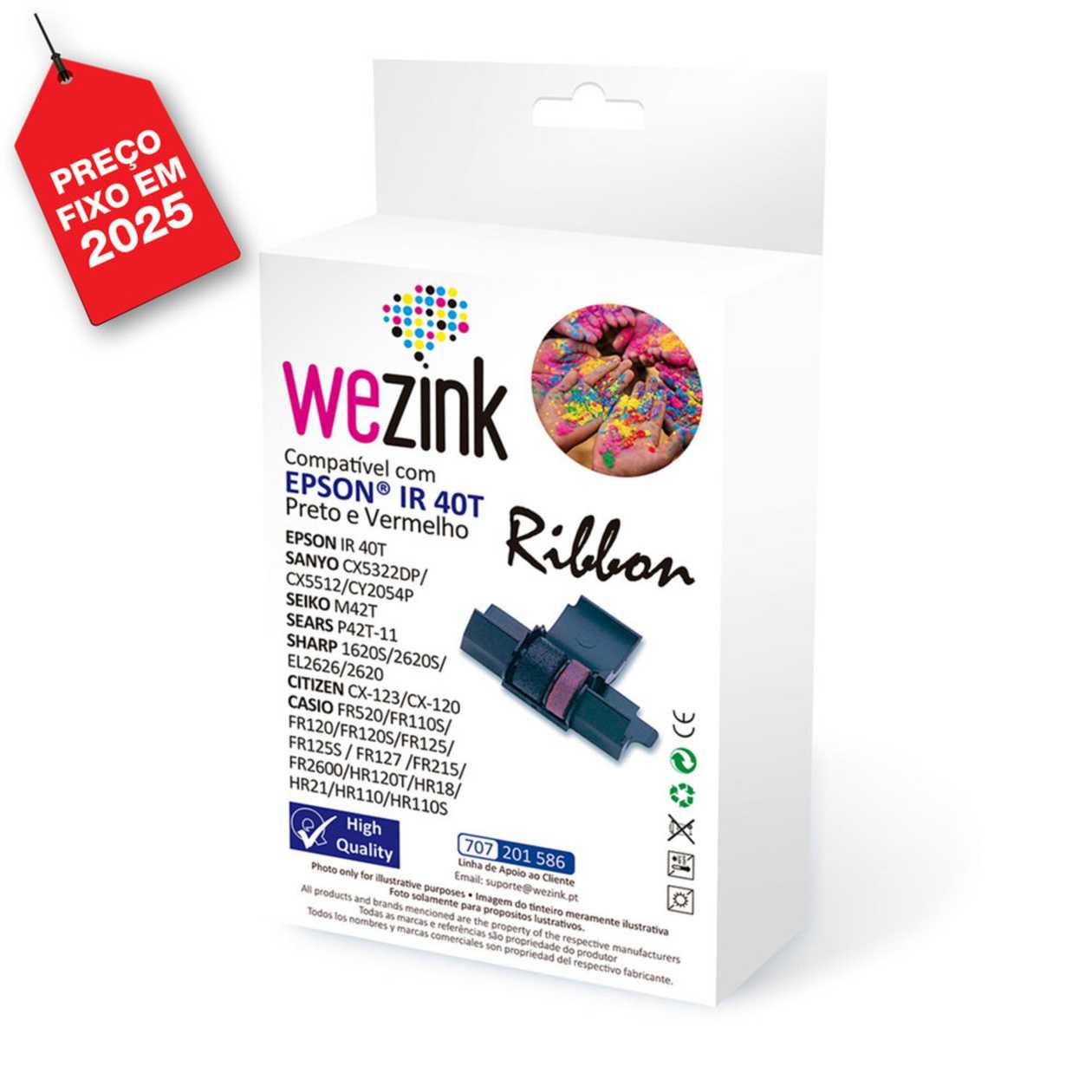 Fita para Epson IR 40T Vermelho/Preto WZ-IR40TPE