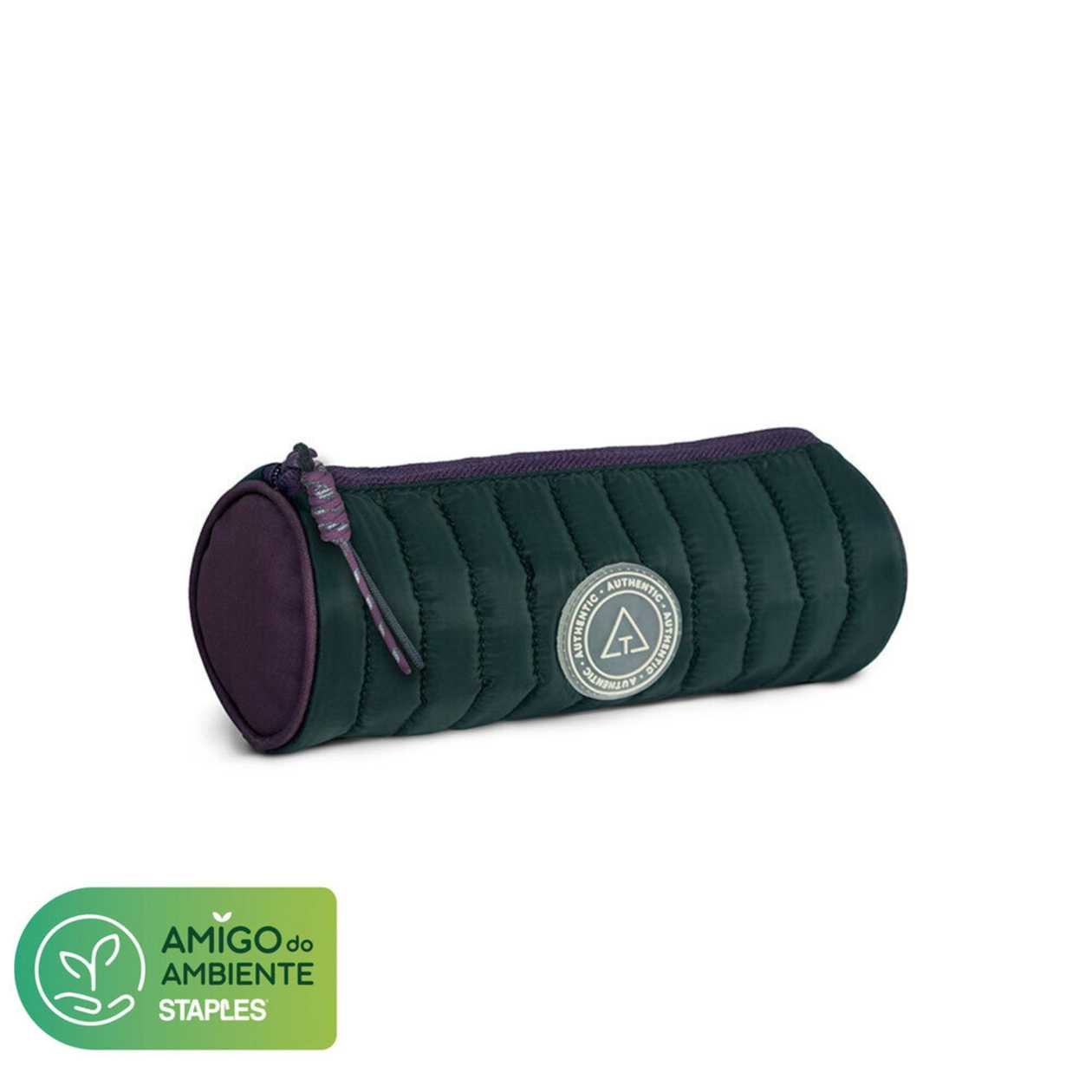 Staples Estojo Authentic Tecido RPET 210 x 80 x 80 mm Bordeaux e Verde