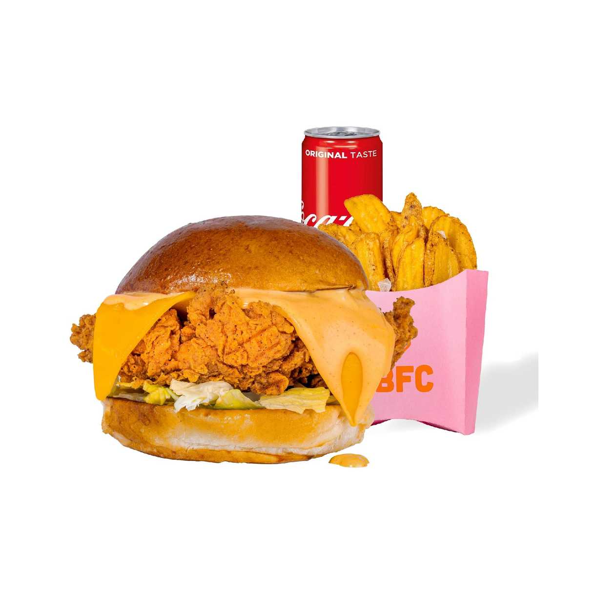 Menu | Honey Mustard Burger, Fries Crispers 130g, Soft Drink