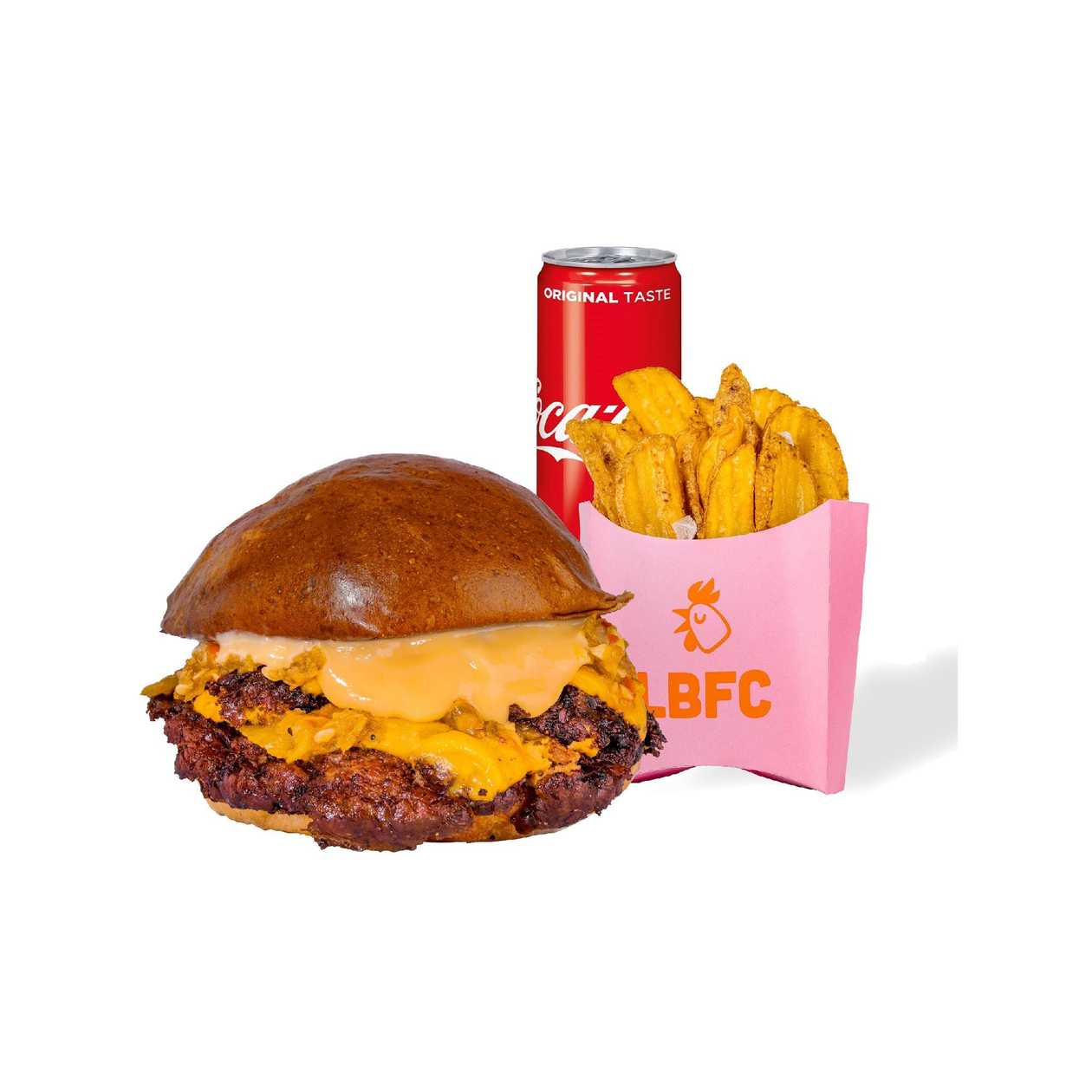 MENU | Chilli Cheese Beef Burger, Fries Crispers 130g, Soft Drink