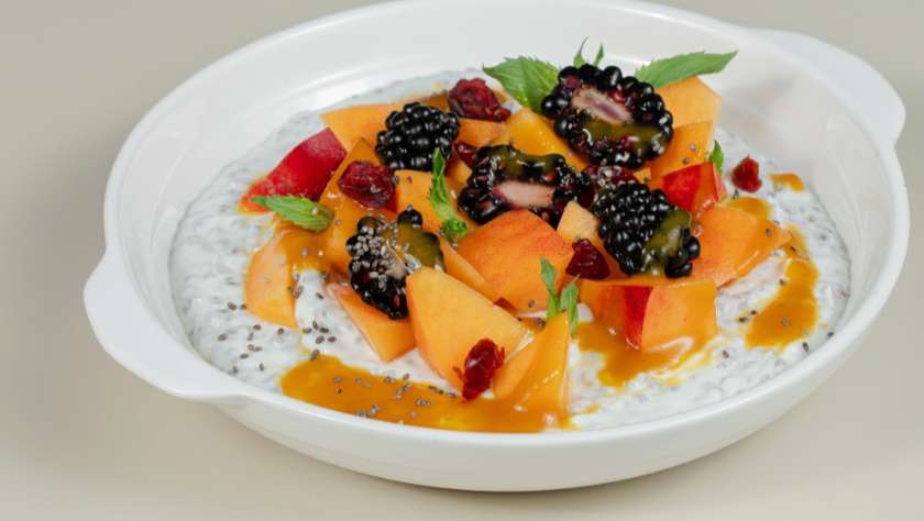 Chia Pudding with Berry and Mango Sauce