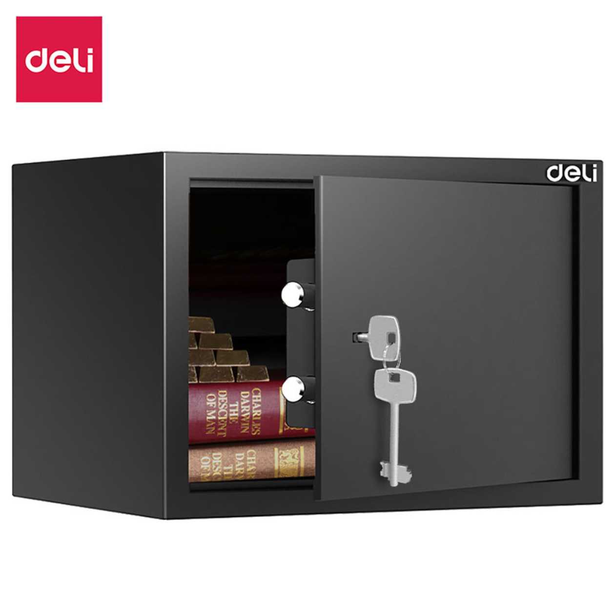 Deli Cofre Forte com Chave ET561 Aço 25 x 35 x 25 cm Preto