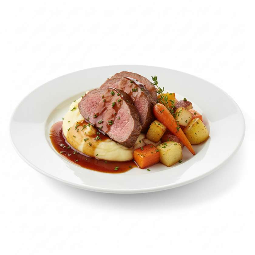 Brasato di vitello con puré di patate