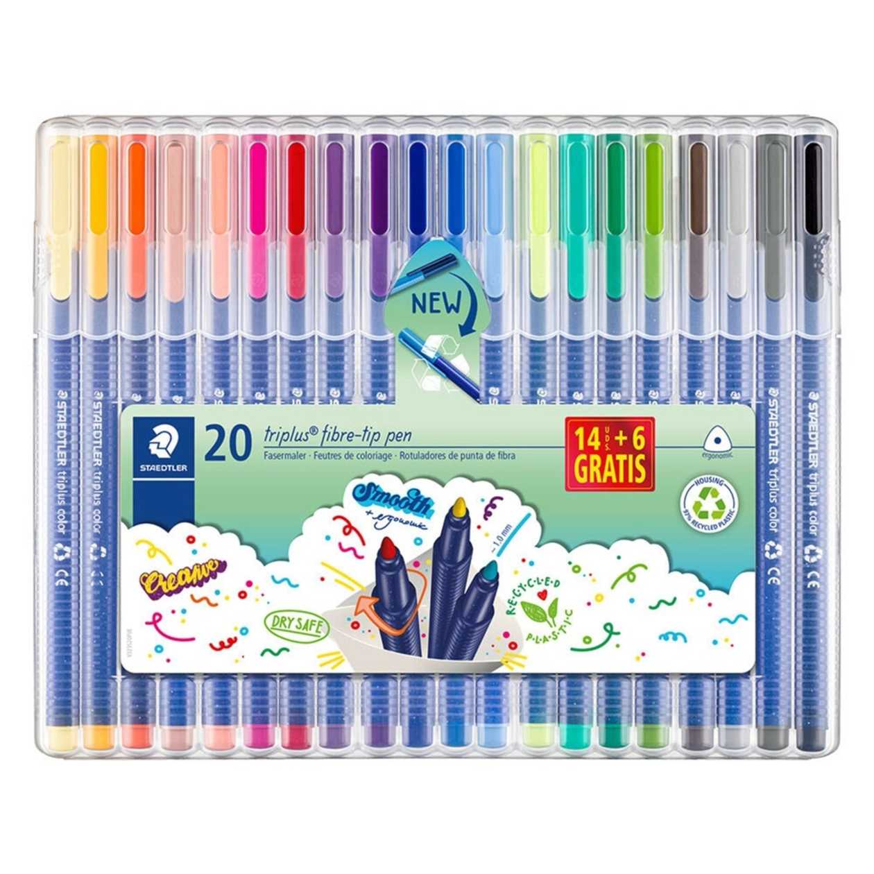 Staedtler Canetas de Feltro Triplus? Ponta Média de 1 mm 20 Cores - Leve 20 Pague 14