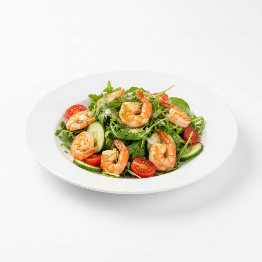 Salad with prawns