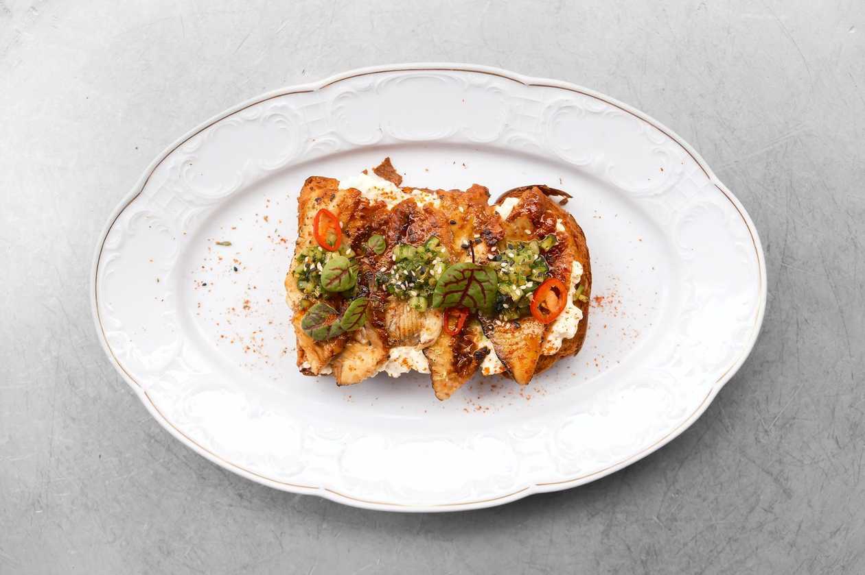 Brioche with Eel and Stracciatella