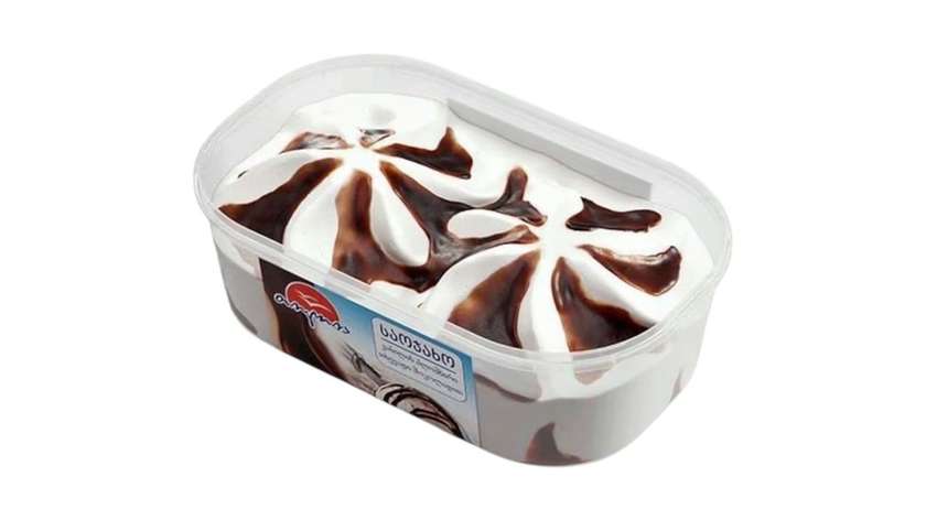 Ice Cream Family 1000 Ml Vanilla Plombir With Liquid Chocolate