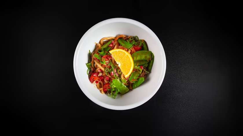 Udon Noodles with Beef and Soy-Orange Sauce
