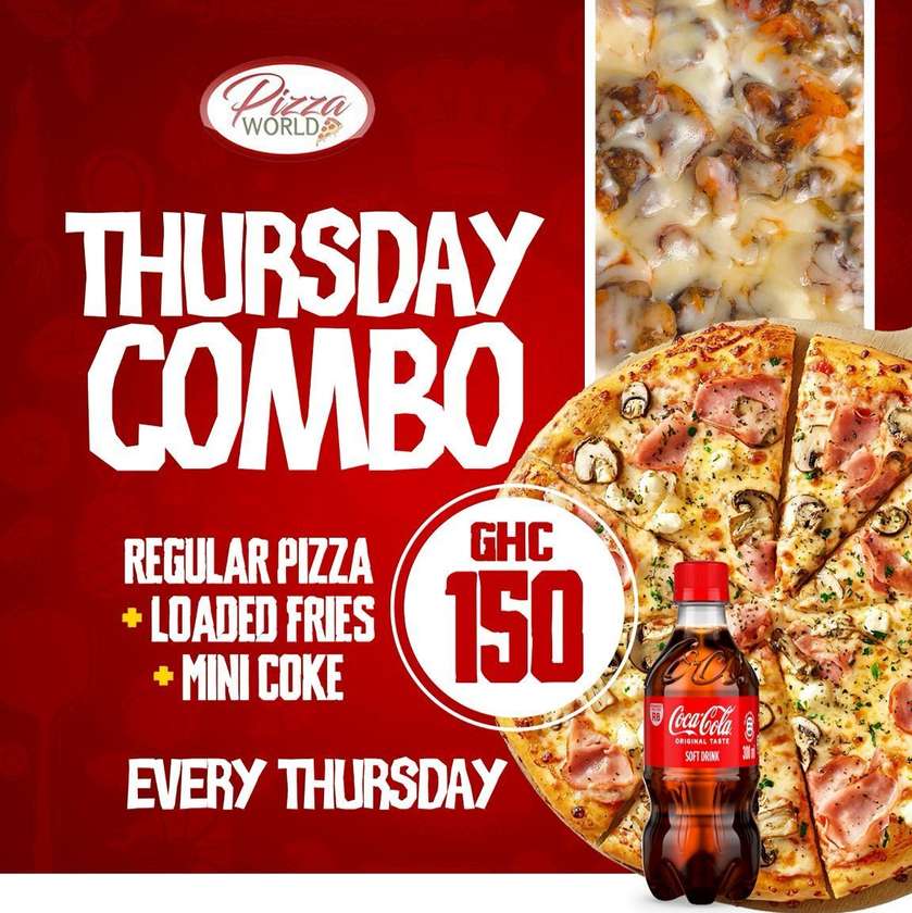 Regular Pizza, Loaded fries and Mini coke,