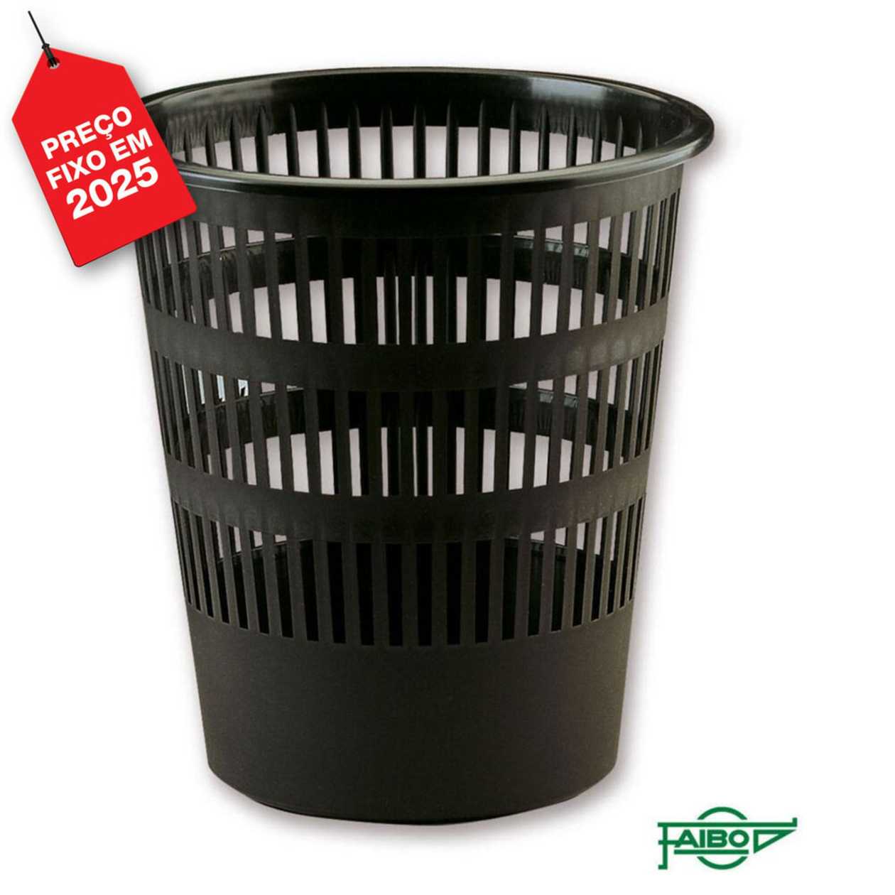 Faibo Cesto Papéis 12 L Plástico Preto
