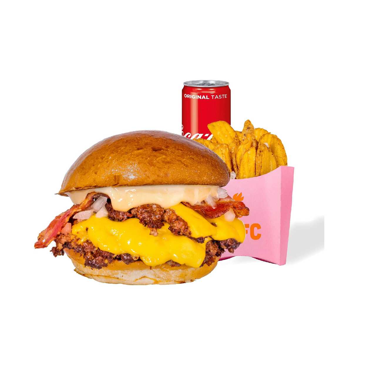 Menu | Miso Bacon Beef Burger, Fries Crispers 130g, Soft Drink