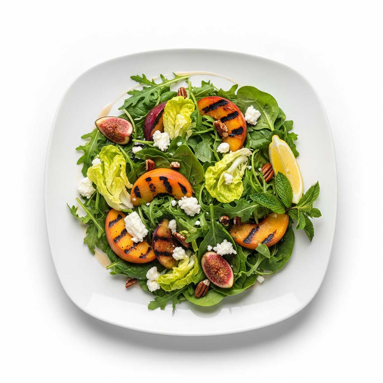 Salad grilled fruits Goat cheese