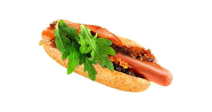 American Hot Dog with Caramelized Onions (Kabanos Sausage)