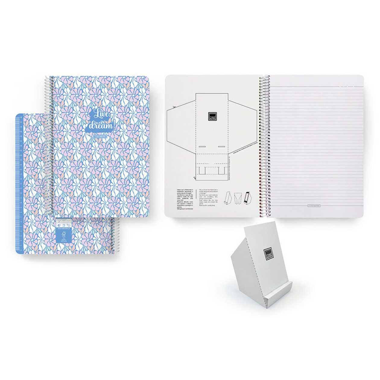 Makenotes Caderno Espiral Romantic A4 80 Folhas Pautadas Azul